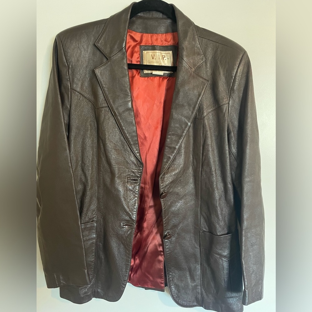 Vintage V.I.P Santa Monica Brown leather jacket women’s Large